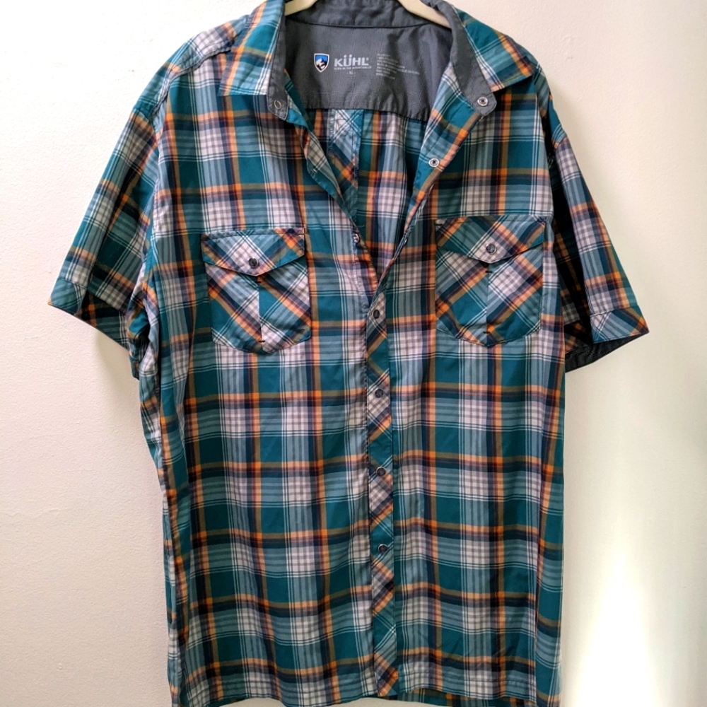Kuhl Blue Short Sleeve Button Up Shirt Size XL